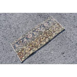 พรมตุรกีวินเทจ ขนาด 1.3 x 3.2 ฟุต สีน้ำเงิน ลายปะติดปะต่อ ทำจากวัสดุขนสัตว์ เป็นมิตรกับสิ่งแวดล้อม KayraHome พรมปูพื้นขนาดใหญ่ รูปทรงสี่เหลี่ยมผืนผ้า สำหรับห้องโถง - Product Image 3