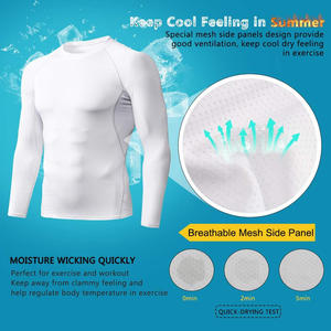 Chemise d'entraînement de compression à manches longues pour hommes, couche de base d'entraînement hautement élastique à impression personnalisée pour le fitness - Product Image 2