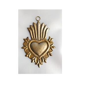 Pure Metal Heart of Mary Votive Gold Rhinestone <b>Ornament</b> Locket <b>Peacock</b> Wings Shape Sacred Heart & Beautiful Gift Locket - Product Image 2