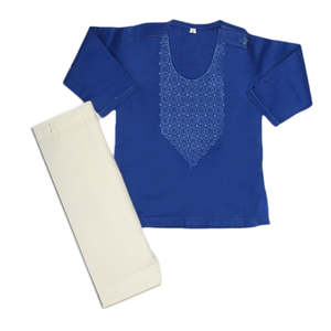 Shalwar Kameez brodé pour nouveau-nés garçons - Bleu foncé - Product Image 4