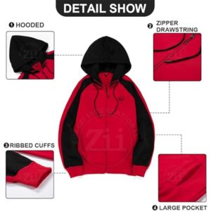 Sweat-shirts à capuche pour hommes de haute qualité, 100% coton, broderie, impression par transfert thermique, polaire épais, uni, léger - Product Image 3