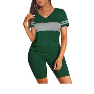 Conjunto de 2 piezas para mujer, conjunto de mujer, logotipo personalizado, Color sólido, moda de verano, conjunto corto para mujer - Product Image 1