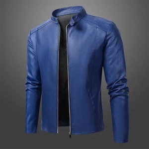 Nouvelle veste de moto en cuir pour hommes col montant épaissi doublé de polaire style décontracté - Product Image 6