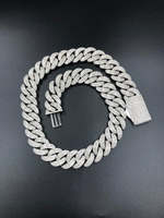 Collar de Cadena Cubana con Incrustaciones de Moissanita Blanca de 25mm en Plata de Ley 925, Estilo Hip Hop y Moda Urbana, Marca D'VINS Jewels
