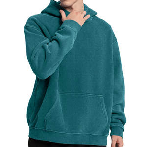 Básicos Mezcla de algodón Los mejores productos Cómodo Color sólido teñido liso Fácil de usar Sudadera con capucha de lavado ácido de alta calidad para hombres - Product Image 4