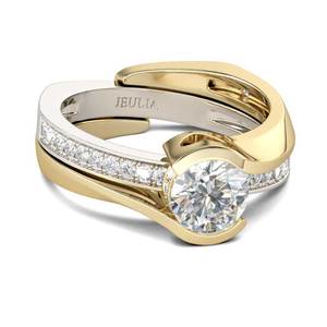 Jeulia Asymmetric Round Cut Sterling <b>Silver</b> Fashion <b>Ring</b> <b>Set</b> - Product Image 2
