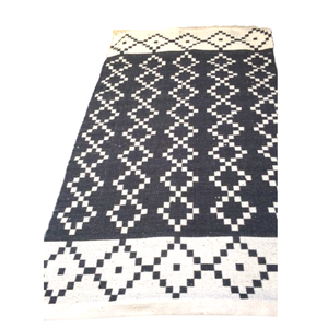 Ensemble de tapis moderne indien en coton jacquard avec motif de cube, tissage plat, lavable, résistant aux taches, réversible, antidérapant, 1400 GSM - Product Image 5