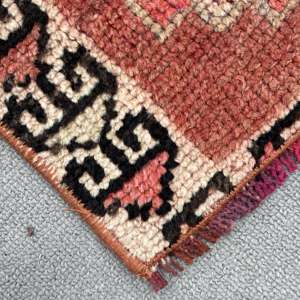 1.7x9 ft Turkish Rug, Vintage <b>Runner</b> Rug, <b>Red</b> Black Oriental Wool Rug - Product Image 4