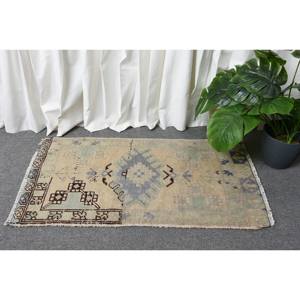 Alfombra turca Vintage de 1,6x2,9 pies, tejido plano de lana de retazos azul Beige para decoración para sala de estar, respaldo de látex de 4m de ancho - Product Image 2