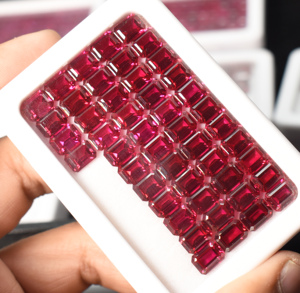 Collection de bijoux en pierres précieuses taillées émeraude rubis de laboratoire Pierres à facettes calibrées octogonales pour anneau pendentif collier Pierres précieuses rouges lâches - Product Image 6