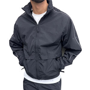 Ropa deportiva personalizada para hombre, chaqueta impermeable, abrigos de nailon para hombre, chaqueta cortavientos de ajuste Regular para exteriores, chaqueta de Hip Hop de gran tamaño para hombre - Product Image 3