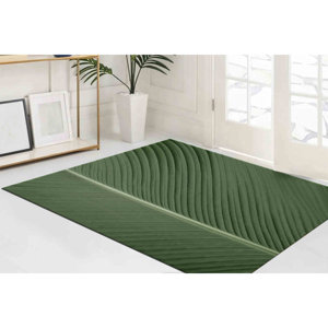 Tapis vert à feuilles : Tapis floral antidérapant, décoration de bureau, avec tapis à poils doux - Product Image 2