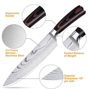 Cuchillo de Chef profesional de borde afilado duradero con mango de madera hecho a mano en Pakistán hoja de acero de Damasco Apto para lavavajillas - Product Image 2