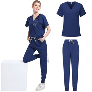 Gommage infirmière soins infirmiers Scrubs uniforme costume à manches courtes col en v hauts + pantalons ensembles femmes multicolore Pet médical vêtements de travail - Product Image 6