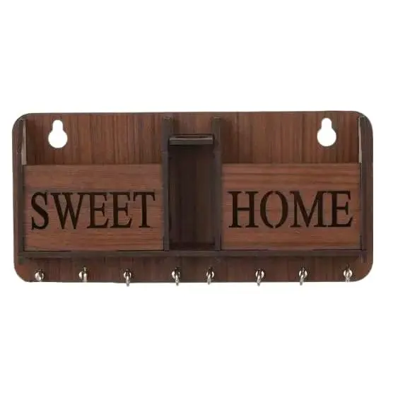 Porta-chaves Sweet Home para parede Home Elegante | Suporte chave de madeira para parede | Cabide MDF | Caixa de dois para carregar móvel | Caneta