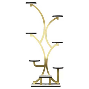 Élégant support pour plantes en fer forgé en métal doré contemporain nordique multi-rack pour la maison salon fleur fleurs artificielles - Product Image 6