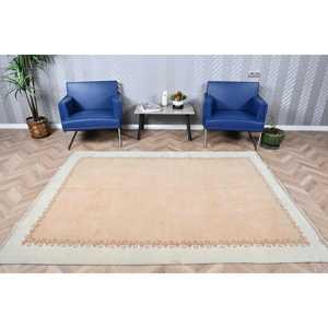 พรมขนาด 5.7x7.6 ฟุต, พรมตุรกีโบราณ, พรมสีขาวน้ำตาลไล่เฉด - Product Image 1