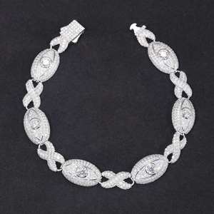 Moissanite VVS Hip Hop Bijoux Diamant Testeur Iced Out Link Bracelet pour Argent Sterling 925 - Product Image 3