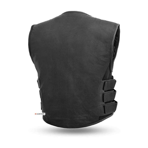 Gilets en cuir pour hommes de qualité supérieure gilets en cuir véritable de moto respirants à séchage rapide gilets de couleur noire et marron en gros - Product Image 6