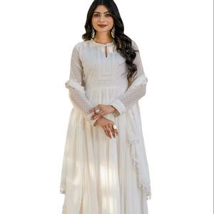Estilo indio y pakistaní trabajo hecho a mano tradicional últimas mangas completas mujeres Faux Georgette Shalwar Kameez con Dupatta Set - Product Image 1