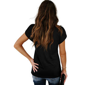 Camiseta Casual de Verano para Mujer Más Vendida, de Alta Calidad, Secado Rápido, Transpirable, Cuello en V Profundo, Tallas Grandes, Diseño Liso, Manga Corta - Product Image 2