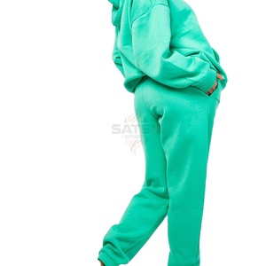 Survêtement décontracté pour femmes, 100% coton respirant, pour l'hiver, motif uni, sweat-shirt et pantalon de survêtement, service OEM, taille plus, polaire, adultes - Product Image 3