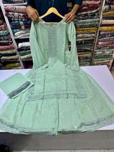 Conjunto étnico confeccionado paquistaní para mujer, conjunto Sharara con tela Georgette India Dupatta, bordado, trabajo, boda - Product Image 3