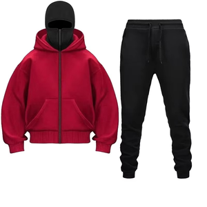 Femme Hommes Survêtements Casual Masked Zipper Hooded + Jogging Sweatpants 2Piece Set Daily Hooded Sweatshirt Clothing Hot Couples - Product Image 1