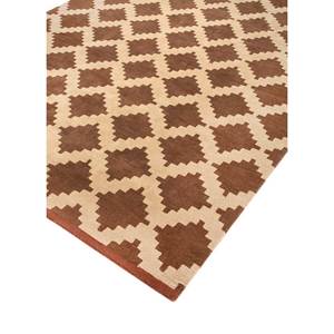พรมขนสัตว์ทอมือลายเรขาคณิตสีเบจและสีน้ำตาล รุ่น Tac-7052(Md) สำหรับห้องนั่งเล่น ทางเข้าบ้าน และห้องนอน - Product Image 2