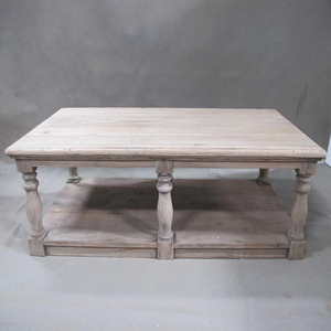 Table basse en bois antique meubles en bois de couleur lavée grise - Product Image 3