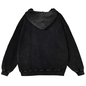 OEM Service 100% Cotton Heavy Weight Fleece Windproof Distressed Vintage Acid Washed Winter Hoodie Plain Blank Men's <b>Zip</b> <b>Hooded</b> - Product Image 2