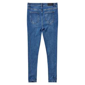 Jean slim vieilli pour homme bleu moyen en denim robuste, streetwear, coupe ajustée, aspect déchiré, confortable, jean de tous les jours - Product Image 6