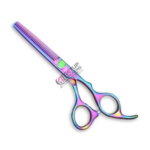 Tijeras de Peluquería Profesionales GETUP BROSONS IMPEX de Acero Inoxidable con Mango de Cerámica para Desbaste de Cabello, Diseño Arcoíris, para Diestros - Product Image 1