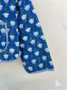 Jersey con estampado de bloque de mano indio, chaqueta acolchada de algodón transpirable, estilo Kimono ecológico, ropa de abrigo informal para mujer, botón Floral - Product Image 5