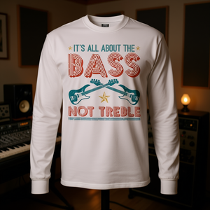 T-shirt à manches longues de style rétro pour les bassistes 'C'est tout sur la basse' - Idée cadeau promotionnelle - Product Image 3