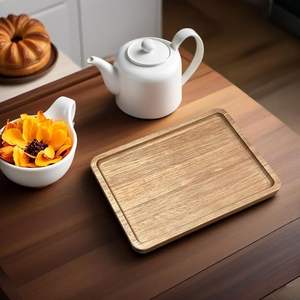 Eco-Friendly 15.7x11.8 Inches <b>Large</b> Wooden <b>Serving</b> Tray for Coffee Tea Food Fruit Snack Decorative <b>Platter</b> - Product Image 5