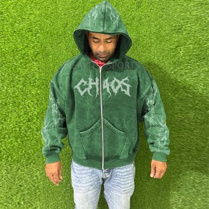 Sweat à Capuche Zippé Personnalisé Teint Uni Hiver pour Hommes, Molleton Épais Coupe Ample, Qualité Premium, Prix de Gros Bas - Product Image 1