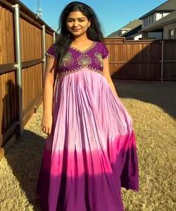 BLEU MORDEN GEORGETTE BRODERIE SÉQUENCE TRAVAIL ROBE ANARKALI PISHWAS FESTIVE WEAR PRIX DE GROS VÊTEMENT ETHNIQUE - Product Image 3