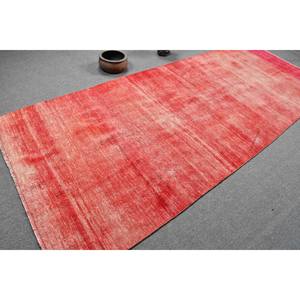 Tapis Turc Vintage Moderne 4.6X11.5 ft Rouge Grande Surface Laine Patchwork Latex 10mm Abstrait pour Couloir Rectangulaire Roomrug - Product Image 2