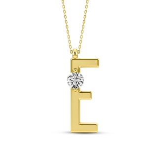 Colgante de Letra del Alfabeto con Diamante Cultivado en Laboratorio de Lujo VVS VS EF, Plata de Ley 925 con Acabado en Oro, Inicial Personalizada Solitaria - Product Image 5