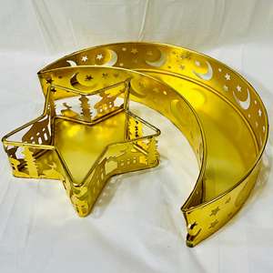 Moon and Star Shaped Metal <b>Decorative</b> Trays | <b>Gold</b> & <b>Rose</b> <b>Gold</b> Ramadan Eid Serving Tray Set | Modern Metal Home <b>Decor</b> Gift - Product Image 5