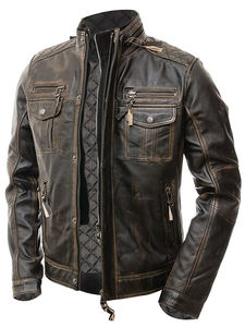 Pu <b>Leather</b> Motorcycle <b>Jacket</b> Biker Race <b>Jacket</b> Casual Slim Solid Color Zipper Casual Coat <b>Jacket</b> - Product Image 2