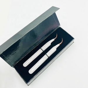 Custom Sustainable Beauty <b>Tool</b> Curved Stainless Steel Eyelash Tweezers <b>Smooth</b> White Powder Coated Rose Gold Point Custom Lash - Product Image 6
