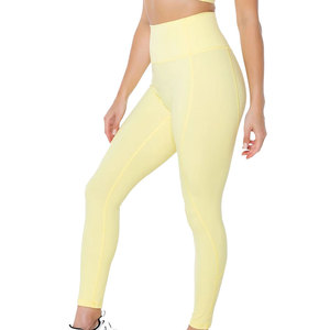 Pantalons de yoga pour femmes de haute qualité, taille élastique, couleur et taille personnalisées, écologiques, tricotés en Spandex/Polyester, respirants, séchage rapide, coupe ajustée aux hanches - Product Image 1