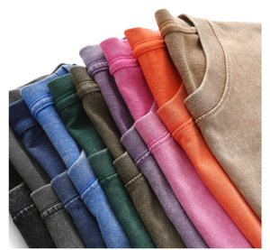 T-shirt 100% coton pour hommes T-shirt délavé à l'acide surdimensionné avec logo vintage vierge de haute qualité pour hommes - Product Image 1