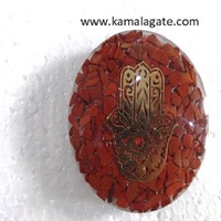 Dôme d'orgone en aventurine verte fait main, symbole Hamsa, presse-papier en pierre précieuse, ensemble de pierres de guérison des chakras, cristal de guérison, agate Reiki, Feng Shui