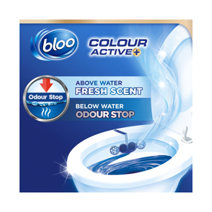 Bloo Colour Active Toilet Rim Block 2x50g Bleach nettoie et rafraîchit votre toilette à chaque chasse d'eau - Product Image 2