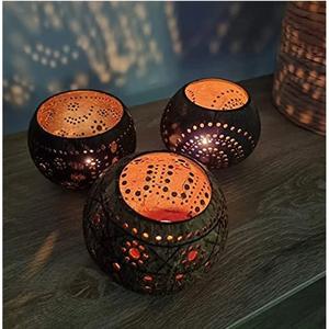 Bougie Parfum Moderne Fait Main Bohême Tropical Décor Titulaire Parfumé Votive Photophore Bol De Noël Coquille De Noix De Coco - Product Image 5