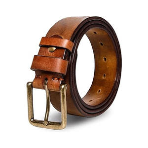 Cinturones de Cuero Vacuno Personalizables de Alta Calidad con Hebilla de Acero, Cinturones Casuales Duraderos de Color Sólido - Product Image 1