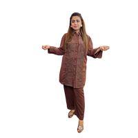 Ensemble musulman traditionnel deux pièces Coord pour femmes modeste chemisier en dentelle florale cordon de pantalon nouvelle version dinde en gros inde malaisie